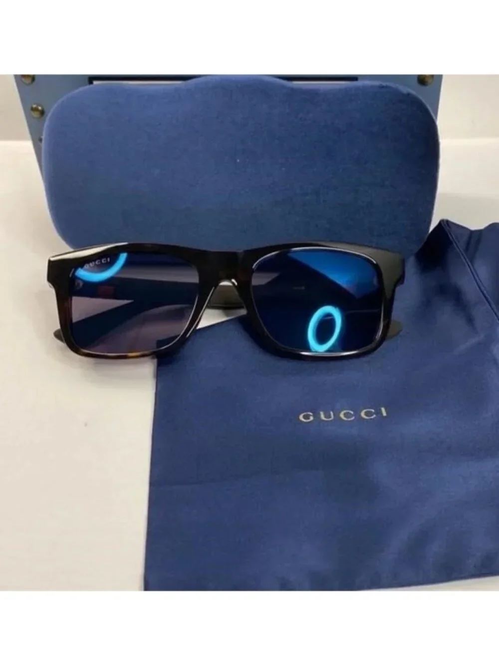 New - Gucci Black GG0008S Square Sunglasses - Picture 11 of 14
